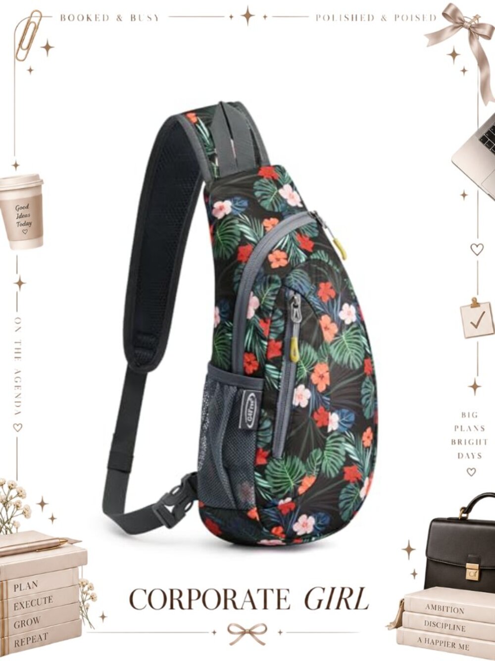 Water-Resistant Sling Crossbody Backpack Small Travel Hiking Daypack